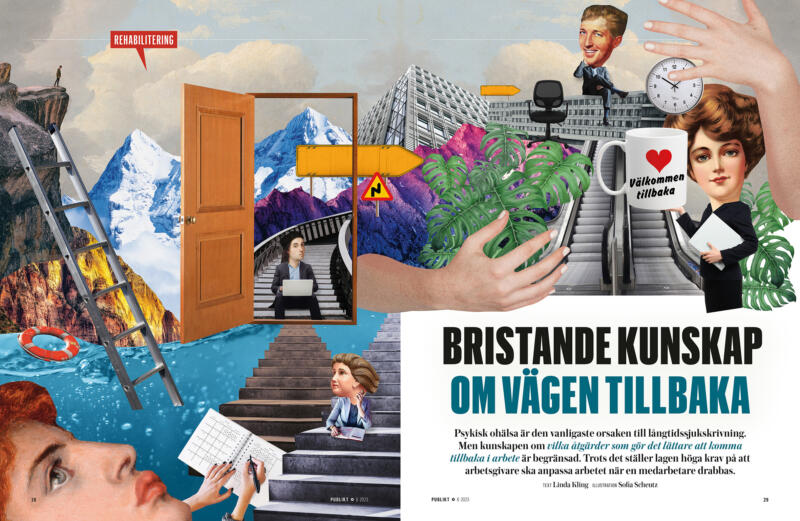 Temauppslag för artikel. Anställda ska ta sig tillbaka till arbete. Cheferna ska hjälpa dem.