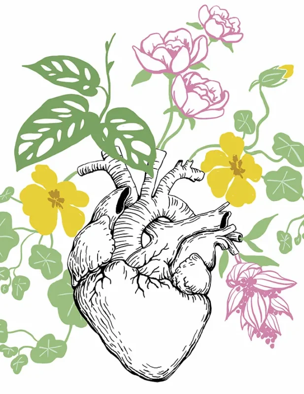 Procreate, collage, mix, creative, fantasy, Digital illustration, Digitalt, Illustration, handtecknat, Teckning, Tusch, Vektor, Visualisering, Tecknat, Visuell kommunikation, kreativitet, fantasi, krasse, växt, blomma. blommor, blad, hjärta, monstera