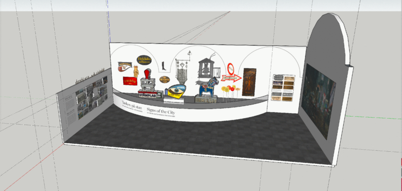 Tecken på stan. Utställning på Stadsmuseet i Stockholm, ritning i sketchup