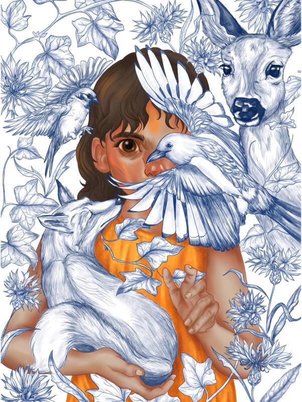 Girl with animals 