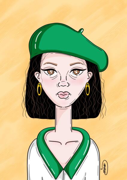 Illustration av en stilig tjej