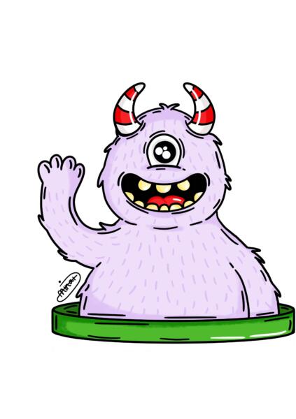 Illustration av ett vinkande monster