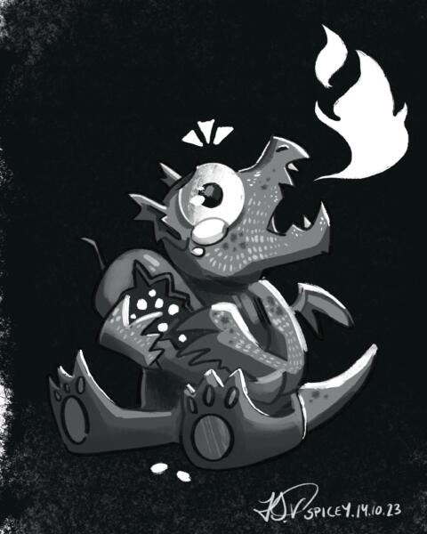 Chilliätande drake, drake, cute dragon illustration