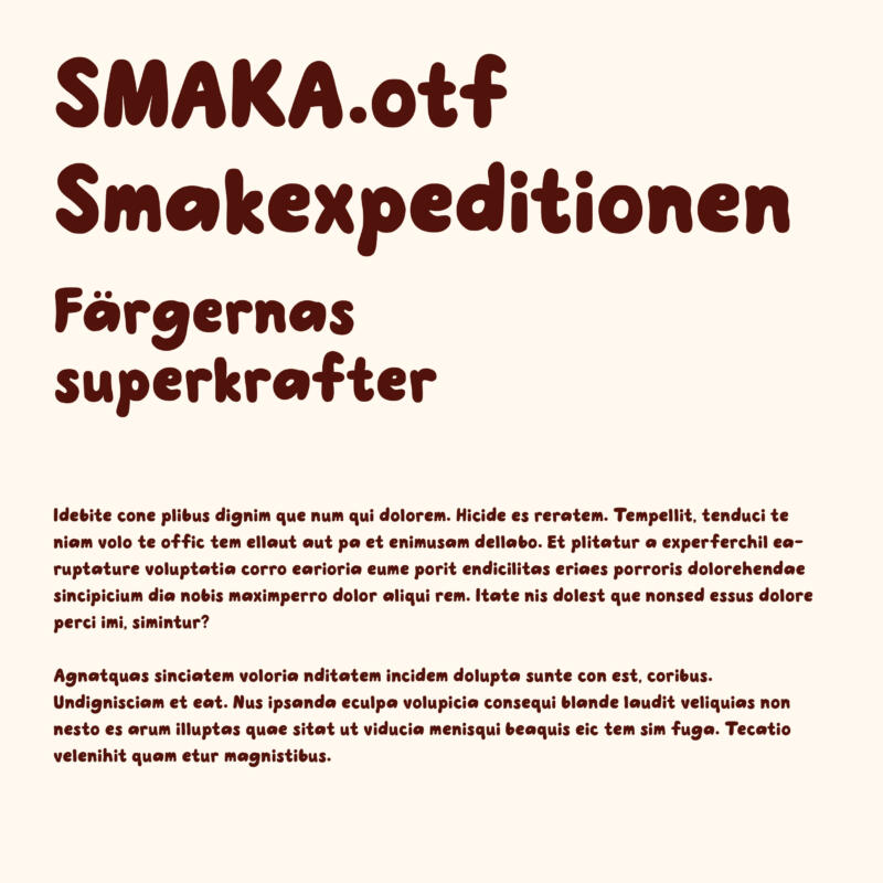 Typsnittet Smaka, formgivet av mig på uppdrag av Alster Collective.