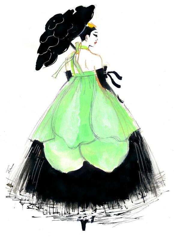 Fashion mode modeillustration tyll siden grönt