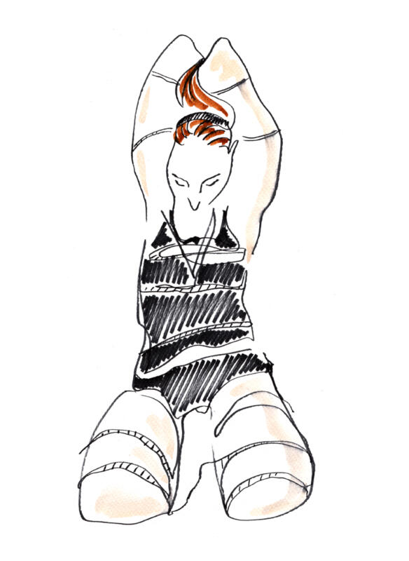 Watercolor sketch from the krobari event (kroki and shibari) in April in Gothenburg