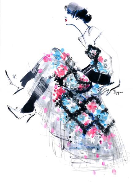 Fashion illustration Chanel Embroidery broderi modeteckning f
