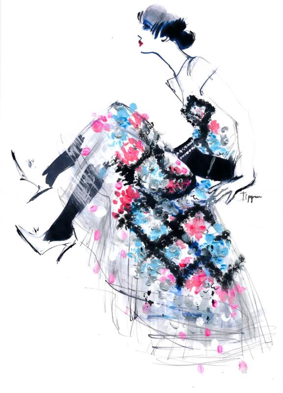 Fashion illustration Chanel Embroidery broderi modeteckning f