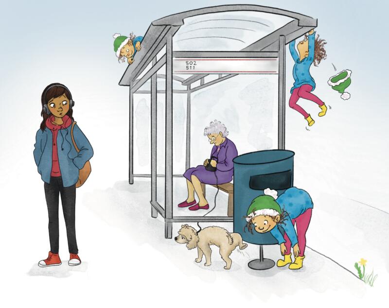 buss, bus, dog illustration