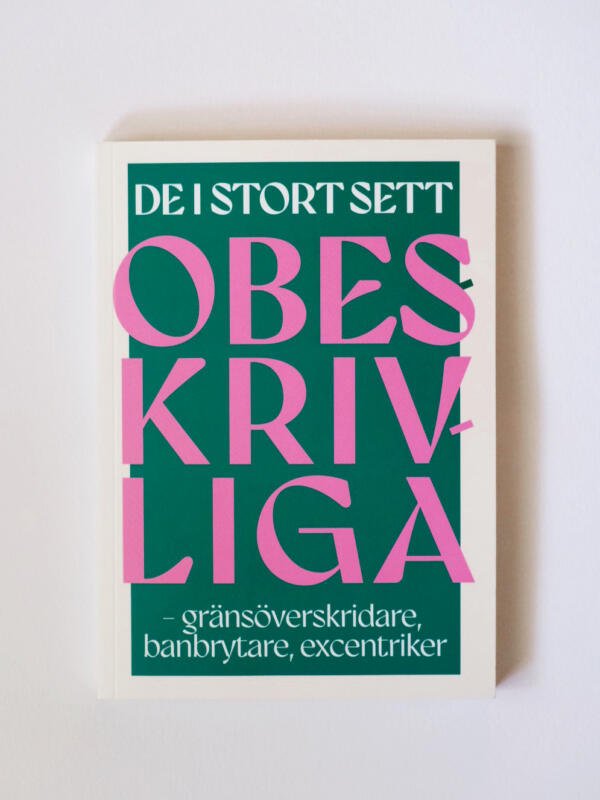 Typografiskt bokomslag "De i stort sett obeskrivliga".