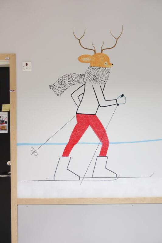rådjur, raindeer, gåskidor, vintermålning, sport, aktivitet, rödabyxor, mysigdecor