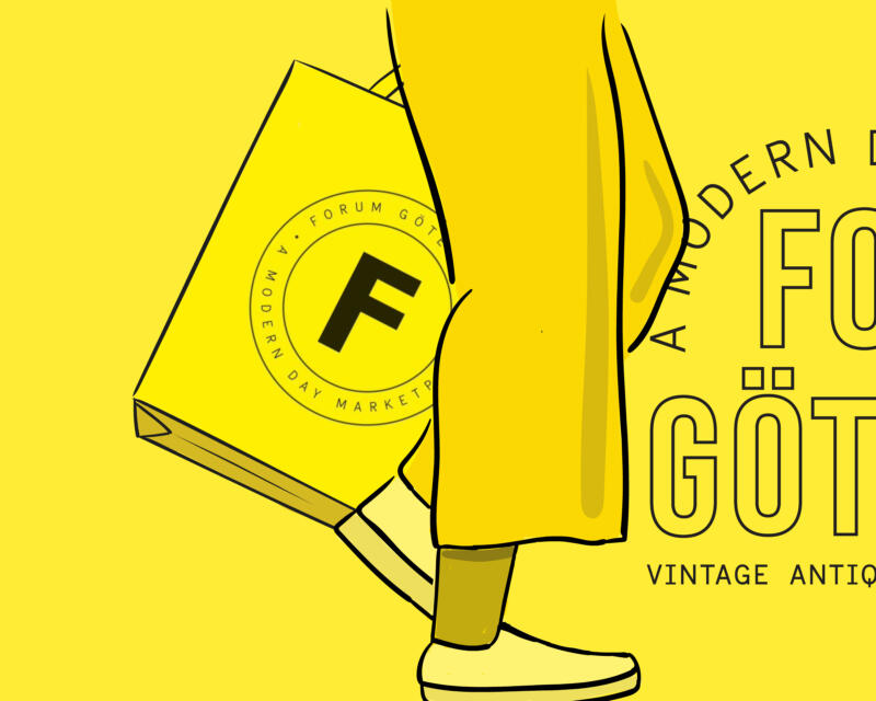 Hand drawn animated film still showing legs of someone walking with shopping bag