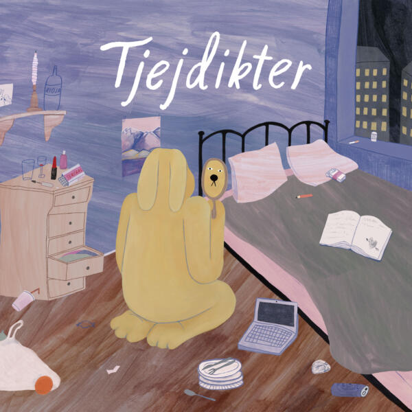 Illustrerat albumomslag till Tjejdikter med handtextad titel