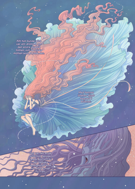 Serieillustration från En Liten Fågel av Elise Rosberg.