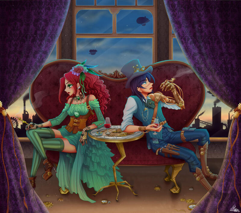 Illustration inspirerad av steampunk gjord av Elise Rosberg.
