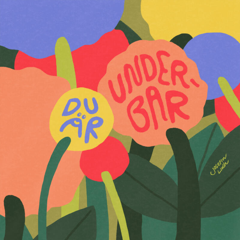 Vykortsillustration av blommor i glada färger med texten Du är underbar.