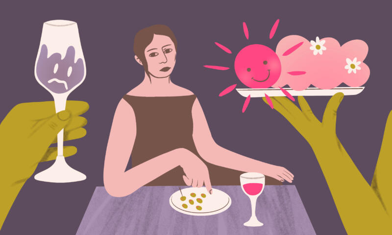 Illustration till KULT Magasin som gestaltar kallprat på sociala tillställningar.