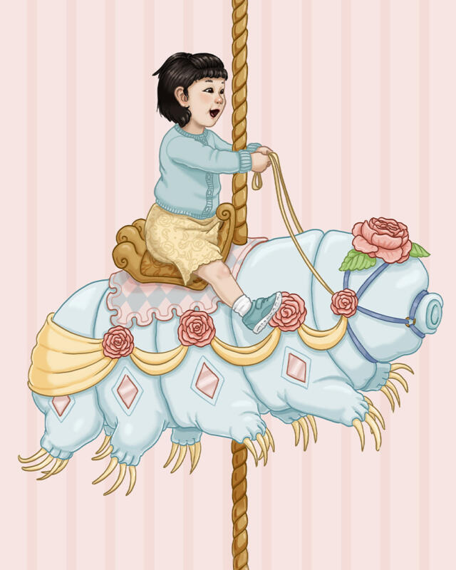 Girl and tardigrade - carousel