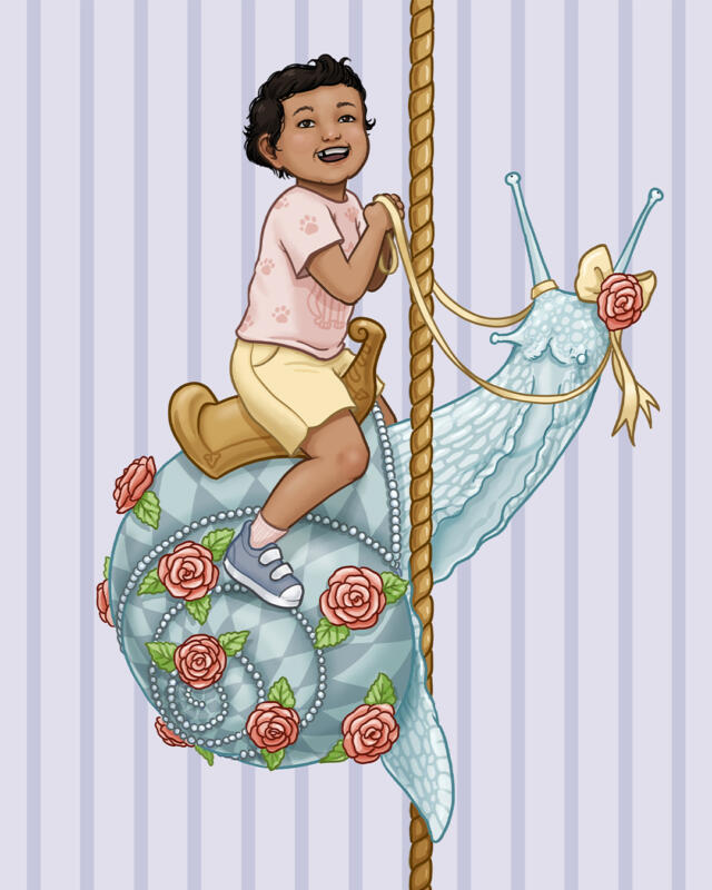 Girl and tardigrade - carousel