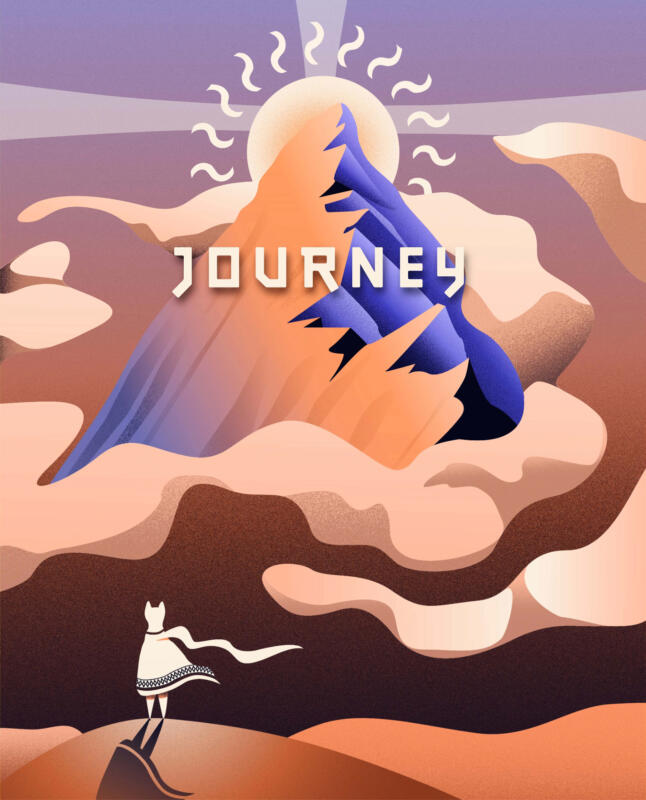 En illustration gjord i Adobe Illustrator, för spelet Journey