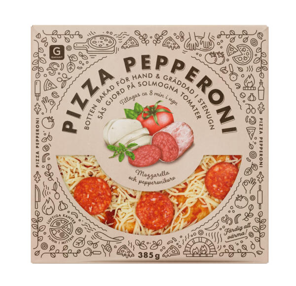 Mönster med pizza relaterade motiv samt smakillustrationer.