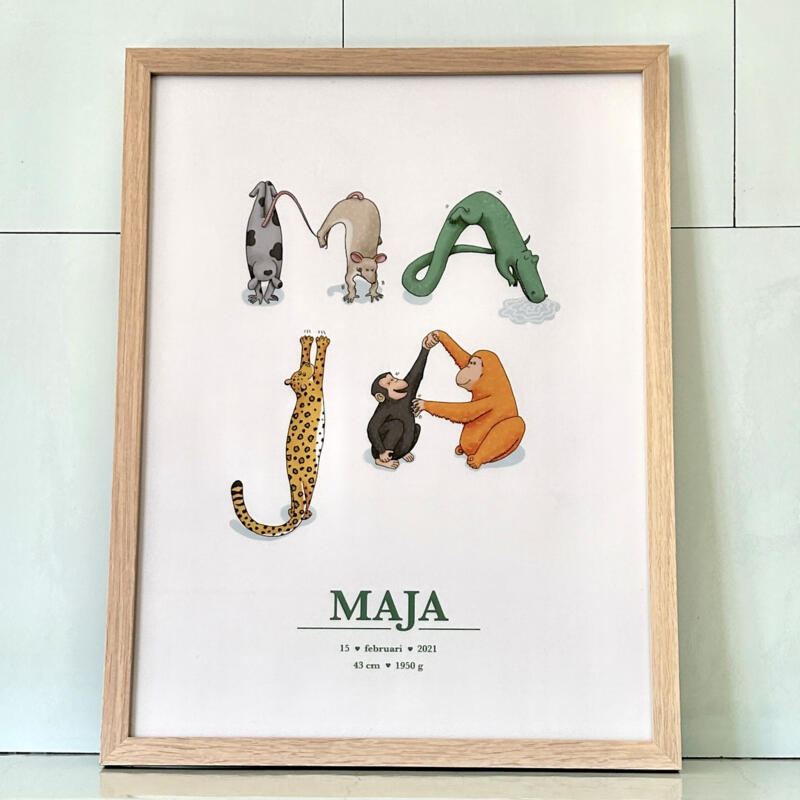 Bokstavstavla med namnet Maja.