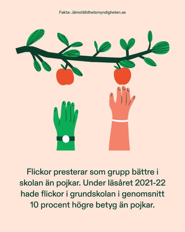 Digital illustration av två händer som sträcker sig mot ett äpple