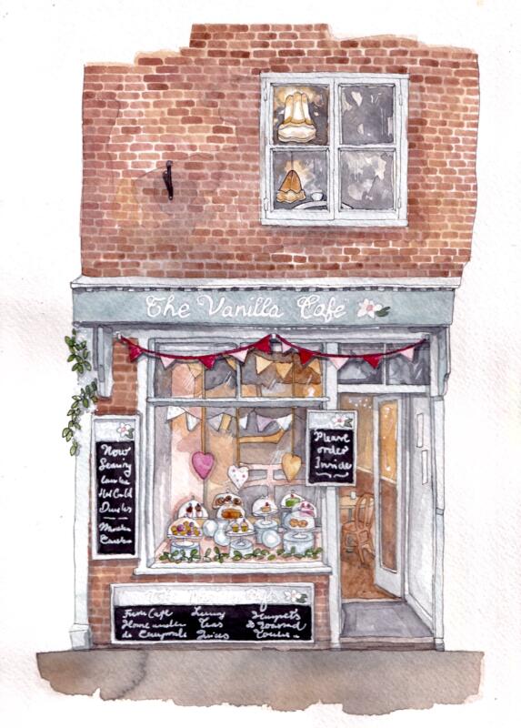 Shopfront av ”The Vanilla Café” whimsical