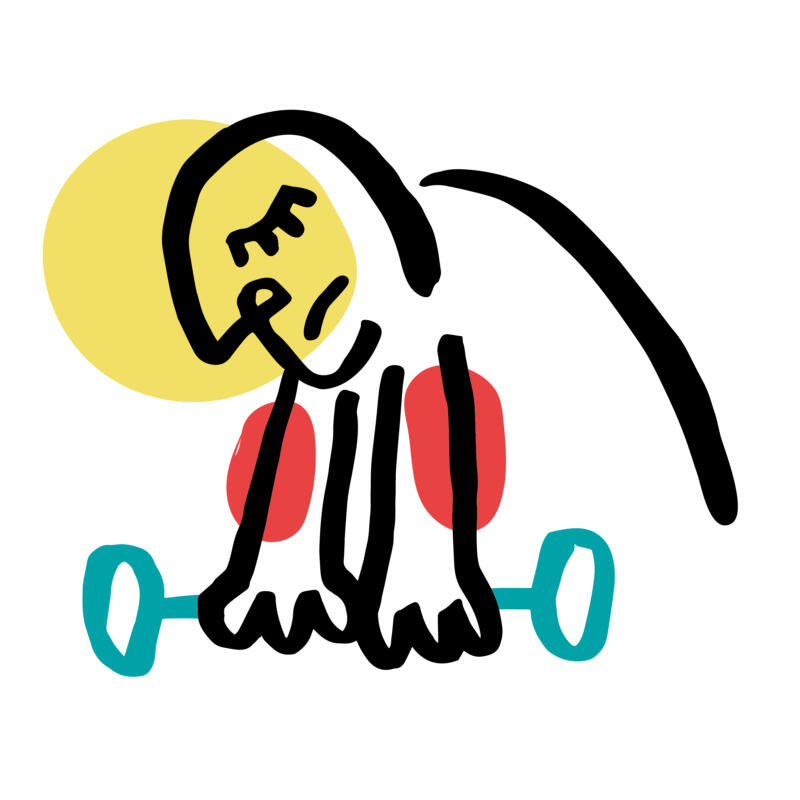 Illustration av svag person som lyfter skivstång.