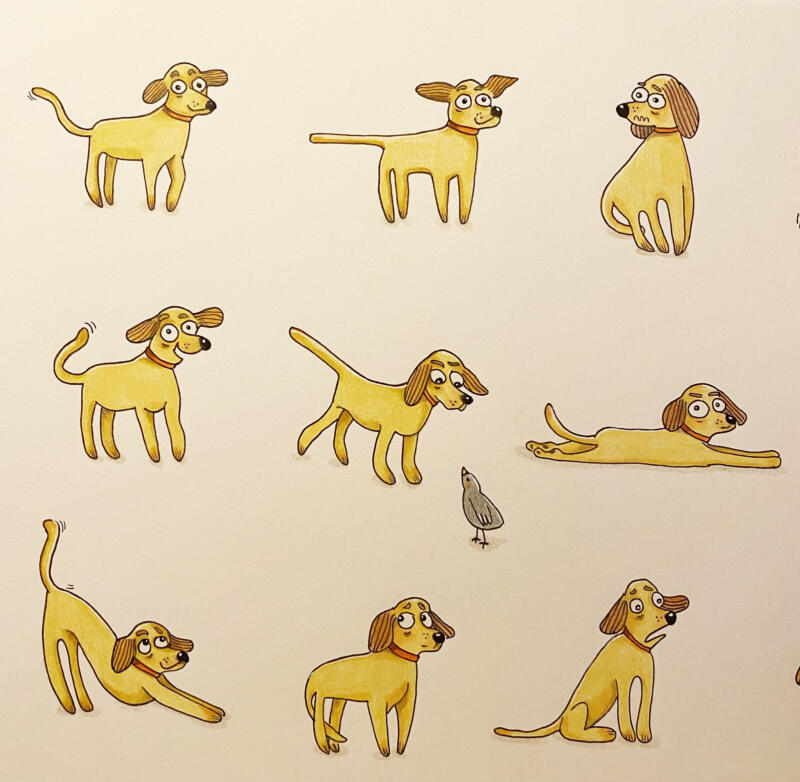 Att lära sig hundars språk, illustration på hund. 