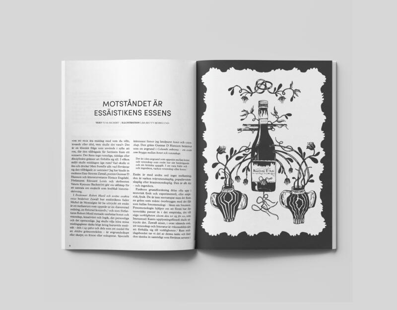 UPPSLAGSBILD PÅ TIDNING MED ILLUSTRATION OCH TEXT 
