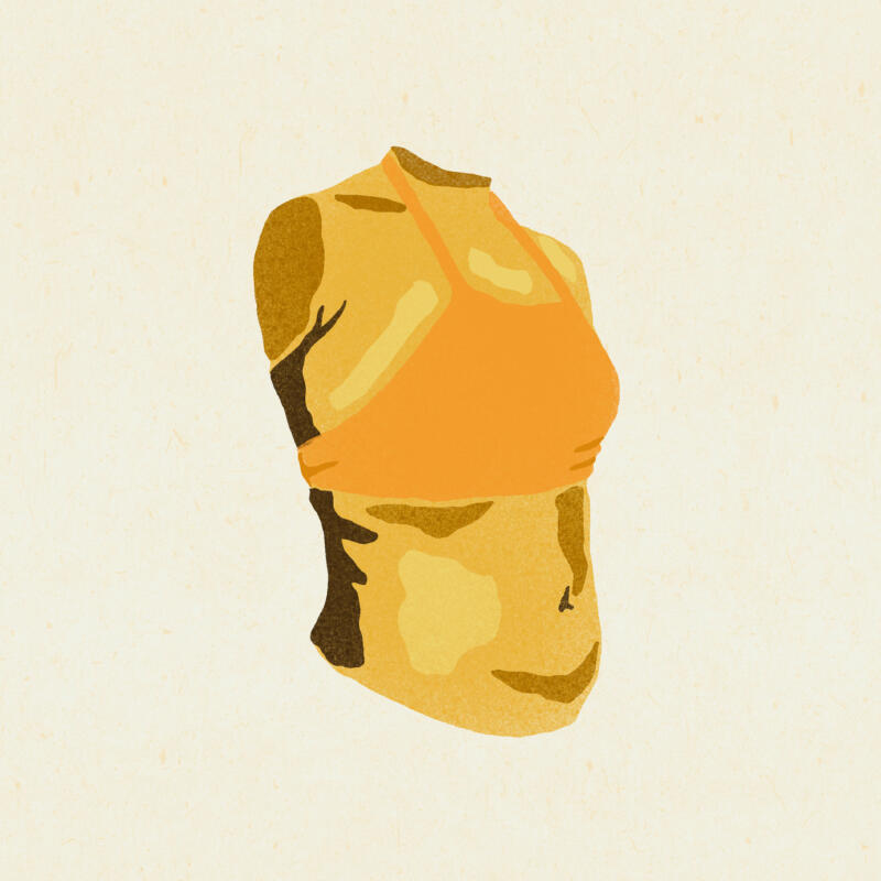 Illustration föreställande en torso med små bröst