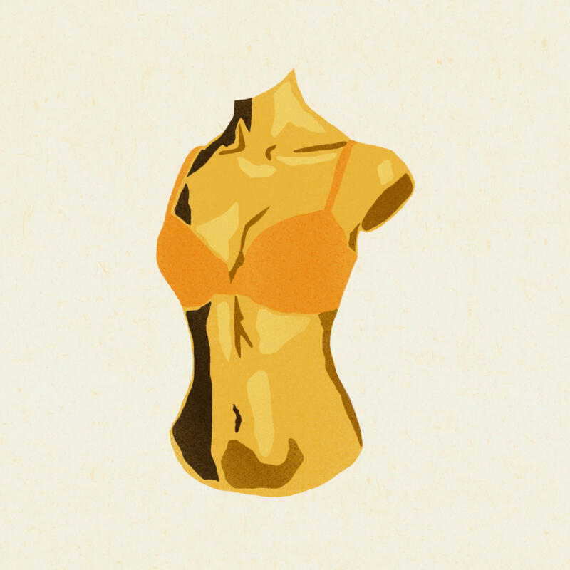 Illustration av en torso med stora bröst och smal midja