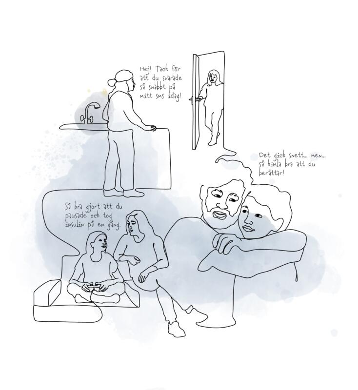 Illustrationer om föräldraskap och diabetes.