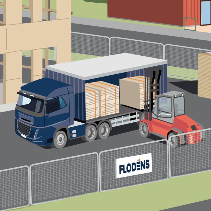 Truck lastar ur lastbil.