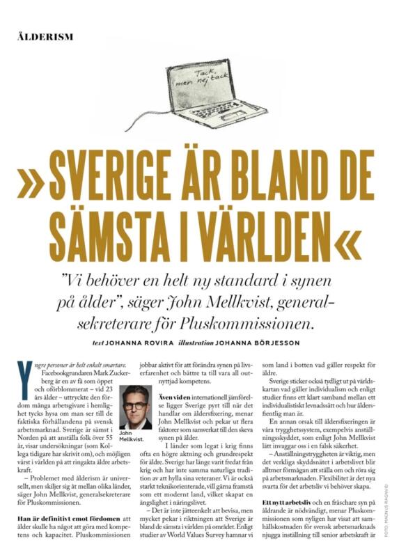 Tidningsartikel om ålderism i tidningen Kollegan.
