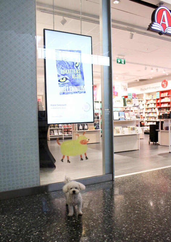 Målat fönster Frölunda torg.