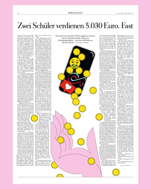 Illustrationen visar en mobiltelefon ur vilken det ramlar mynt. Under den sträcker sig en hand för att ta emot pengarna men inget av mynten samlas i handen.