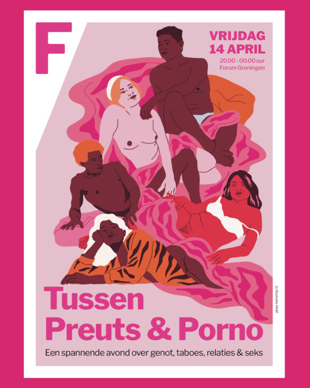 VAAF Illustration för Mellan prydhet och porr (Tussen preuts en porno), Sexsymposium, VAAF illustration for In between prudishness and porn (Tussen preuts en porno), Sex symposium
