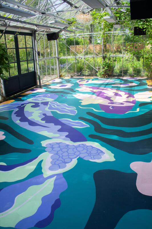 VAAF Golvmålning i ett växthus i Leens, Nederländerna, Floor painting in a greenhouse in Leens, the Netherlands