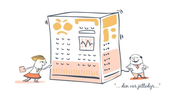 cartoon illustration of a aged computer system, illustrating the risks for competitive bidding going wrong