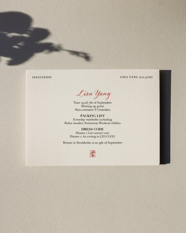 Menu design for Lisa Yang Cashmere, hand-made illustration and calligraphy, graphic design and Guiding though printing process and choice of Cotton Paper, Gmund