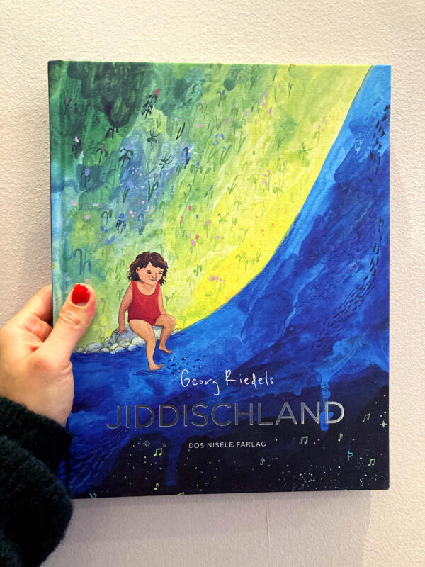 Flicka tittar ner i havet, illustration till ett bokomslag gjord i akvarell och akryl.
