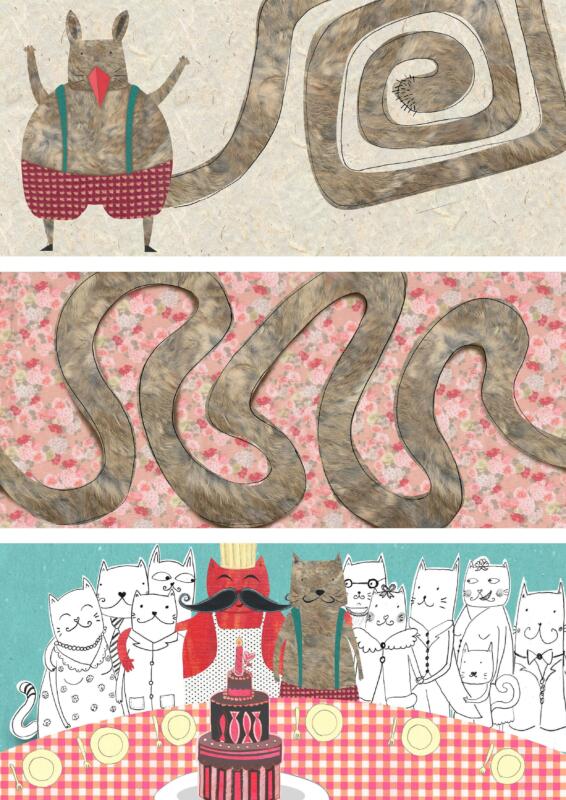 Children’s book collage illustration textured handmade style