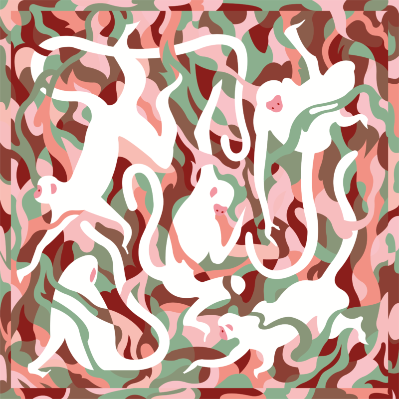 Abstrakt vektorillustration av apor i mönster