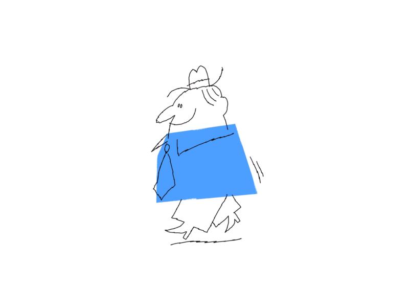 En glad gubbe som är ute och går