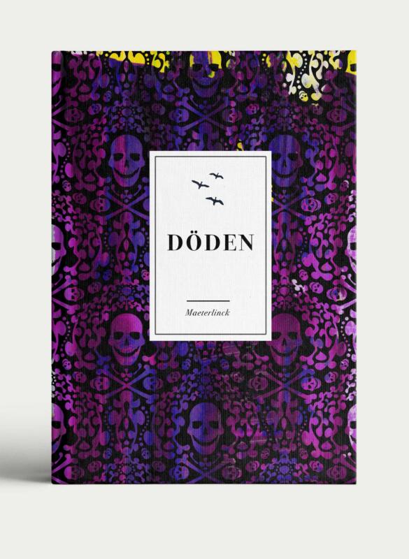 Bokomslag om döden med ett mönster av dödskallar.