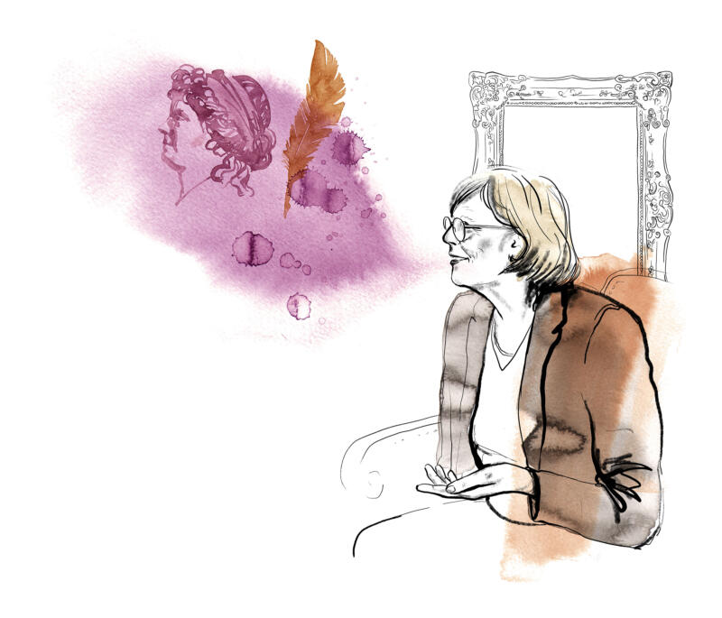 Illustrerat porträtt av Ingrid Carlberg.