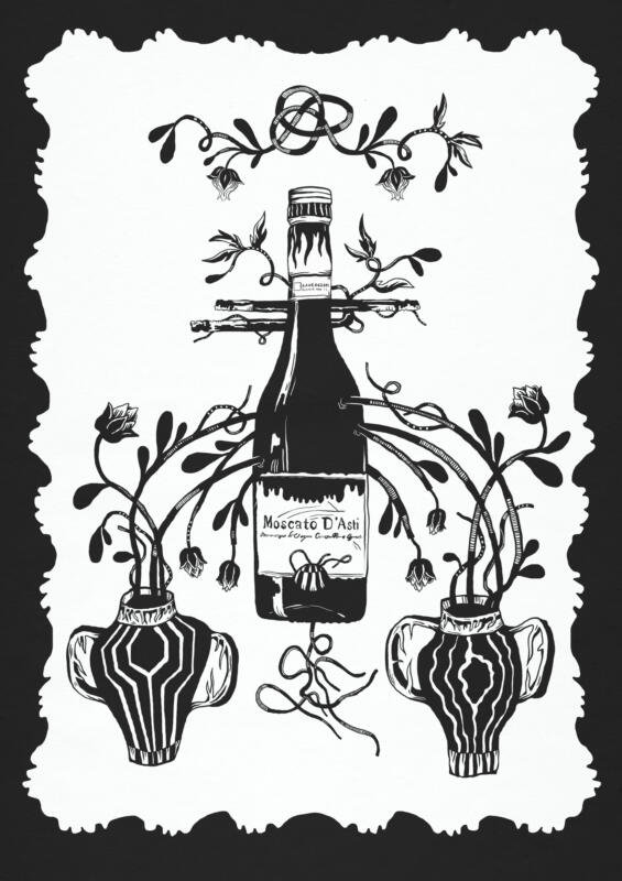 ILLUSTRATION MED VIN OCH DRYCK OCH VÄXTER TILLSAMMANS 