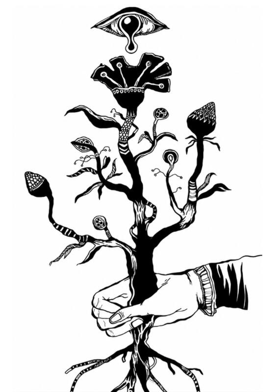 VÄXT HAND VARELSER MYSTIK FANTASY SCIENCE FICTION RÖTTER ÖGA